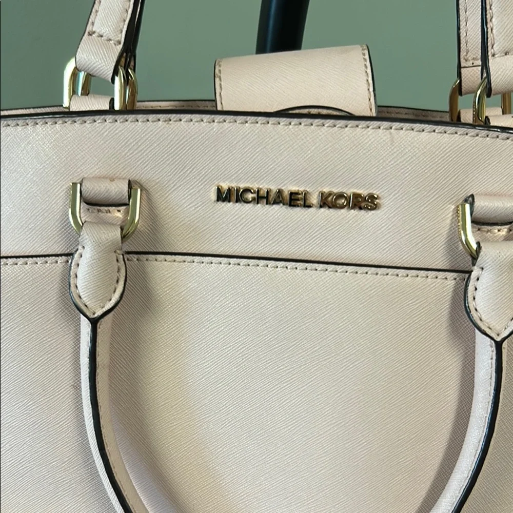 Michael Kors Pale Pink Leather Tote with Gold Hardware